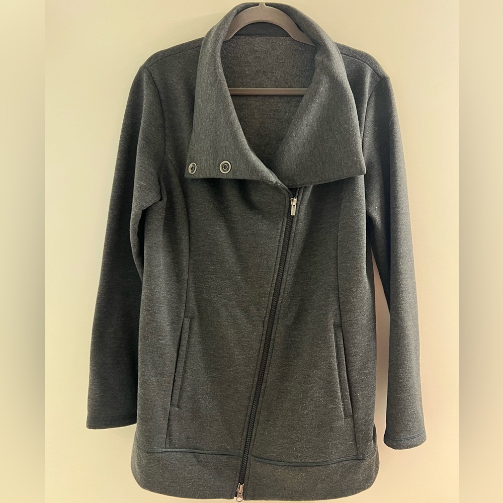 Lucy.com Women's Zip Wrap Blazer Jacket Size L Soft Gray with Pockets